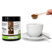 Load image into Gallery viewer, Nutrimexx Vitalpilz Espresso – Produkt mit Messlöffel und Tasse
